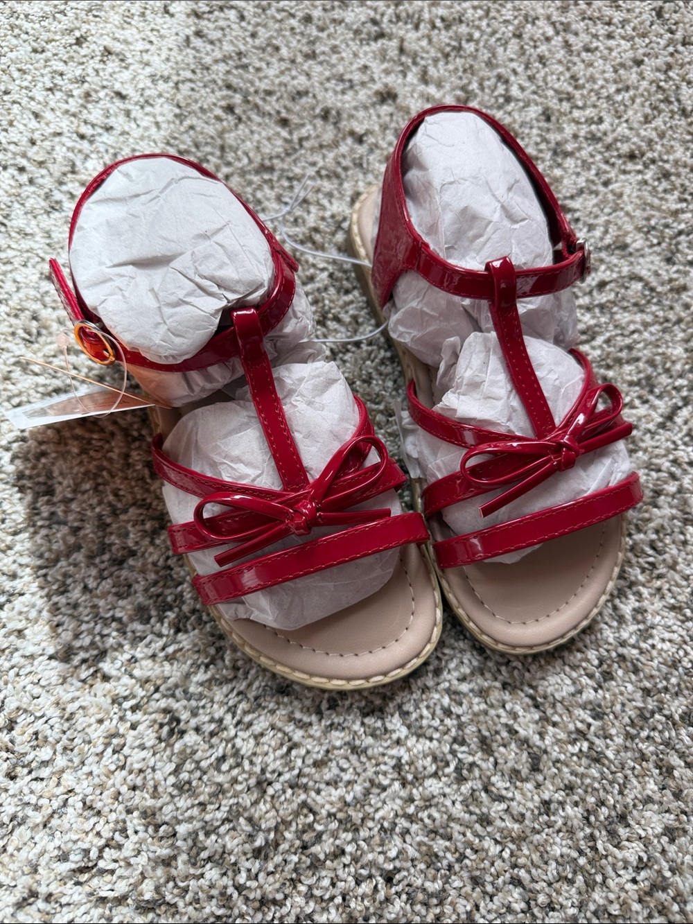 NWT Gymboree Girls' Red Patent Bow T-Strap Sandals size toddler 13